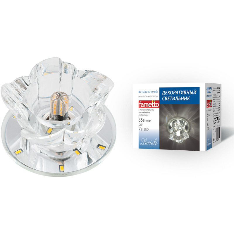 DLS-L125 G9 GLASSY/CLEAR Светильник декоративный встраиваемый, серия Luciole. Без лампы, цоколь G9. DLS-L125 G9 GLASSY/CLEAR Светильник декоративный встраиваемый, серия Luciole. Без лампы, цоколь G9.
